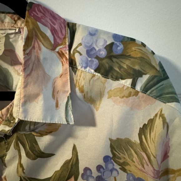 1970’s Floral Button-Up Collared Flower Neutral Blouse 18W Granny Cottagecore - Picture 2 of 12